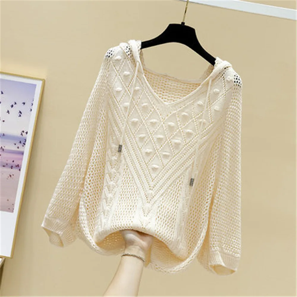 Свитер с капюшоном пуловер для женщин весна-лето новинка рукав летучая мышь