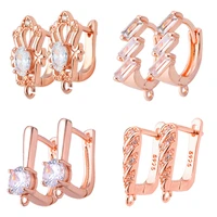 4 color diy earrings hooks accessories luxury rose gold zircon earrings fasteners woman earring handmade jewelry making supplie