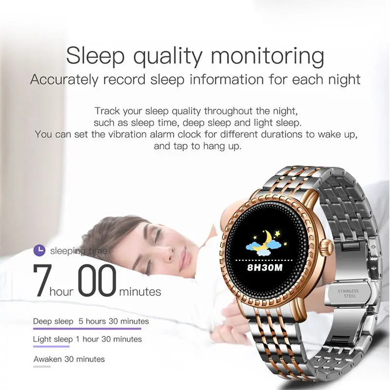 LIGE Модные Смарт часы для женщин фитнес трекер Водонепроницаемый Монитор