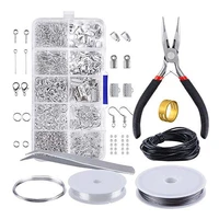 jewelry making kit jewelry finding starter copper wire spacer beads crimp beads earring hooks handmade craft repair tools pliers