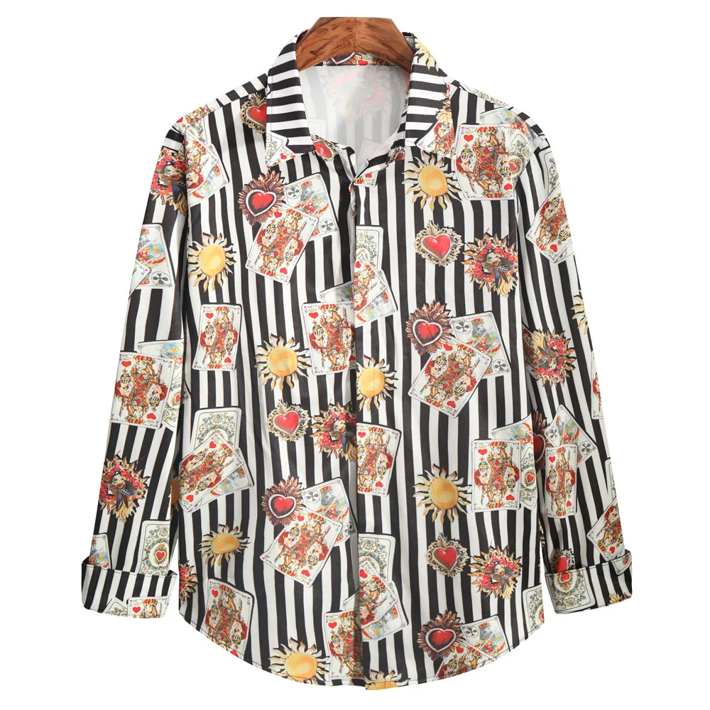 

2021 New Print Men Shirt Long Sleeve Streetwear High Quality Luxury Floral Mens Dress Shirts Hip Hop Camisa Social