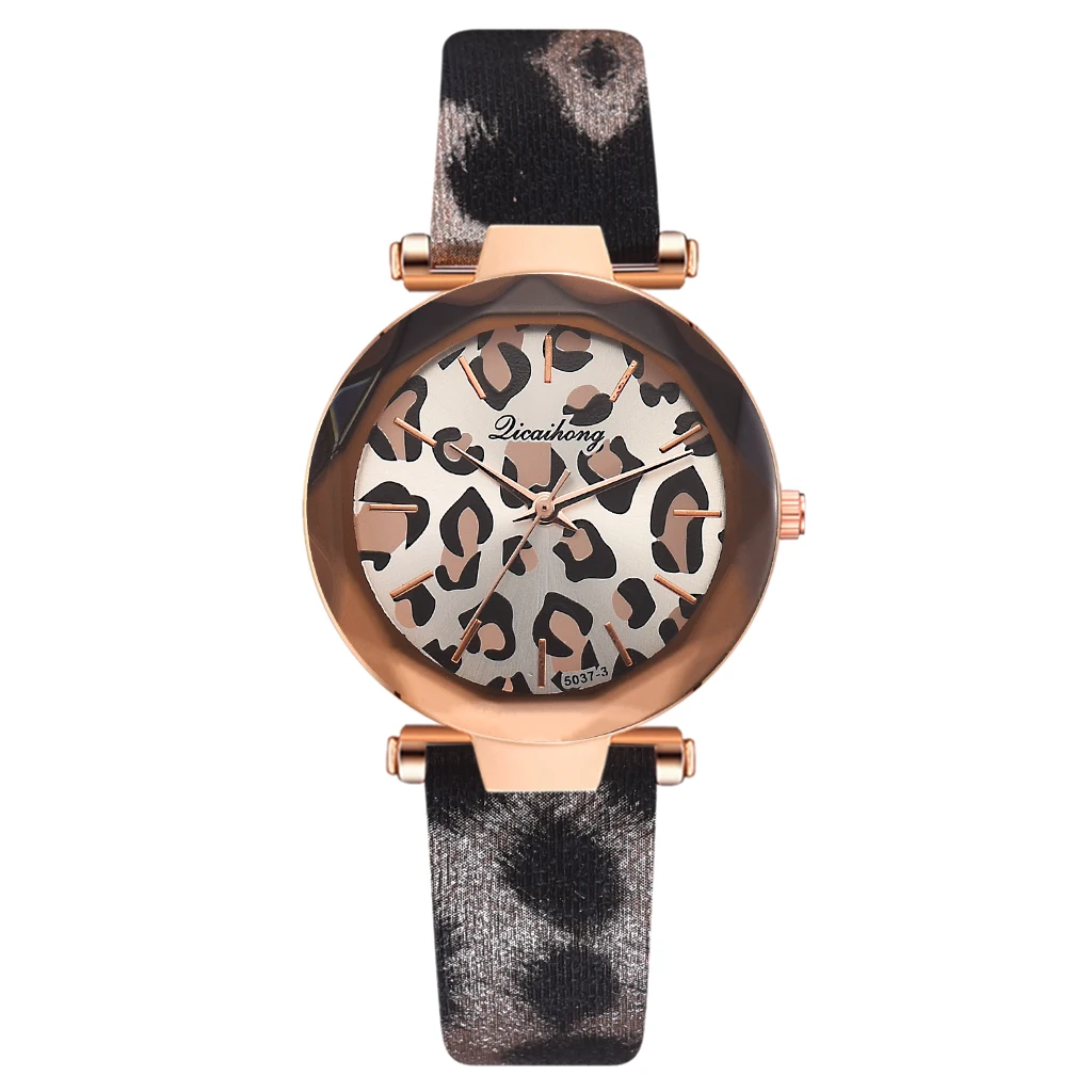 Коричневый Montre Femme новые модные женские часы кожаная с леопардовым принтом аналоговые кварцевые часы женские наручные часы Reloj Mujer женские часы - Цвет: Коричневый