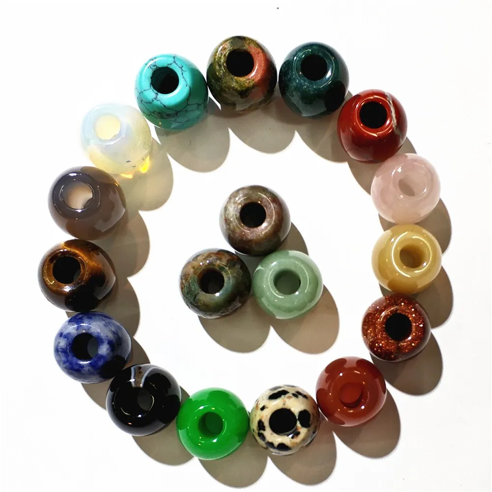 Лидер продаж бусины из натурального камня с большими отверстиями аксессуары для