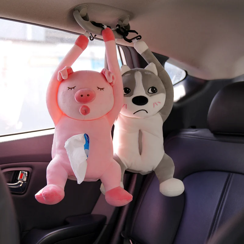 Creative Tissue Boxes Cartoon Animal Husky Pig CatCar Box Pumping Car Inner Armrest Kawaii | Игрушки и хобби