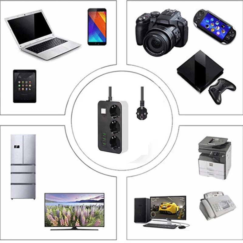 Удлинитель с 2 розетками и 3 Usb-портами 1 8 м | Строительство ремонт