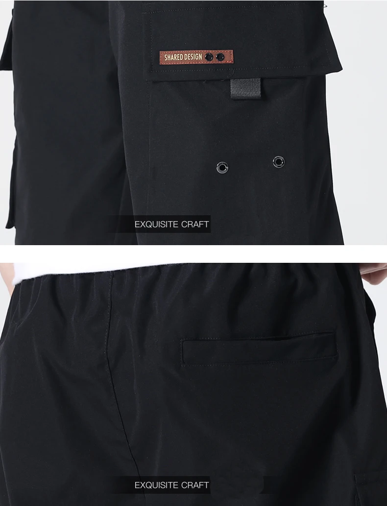 Мужские летние мешковатые шорты MOGU черные хлопковые мужские тактические с