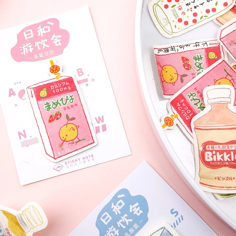 30 шт./лот бутылка молока Memopad японские канцелярские принадлежности Kawaii Sticky Notes планировщик наклейки блокнот офисное украшение