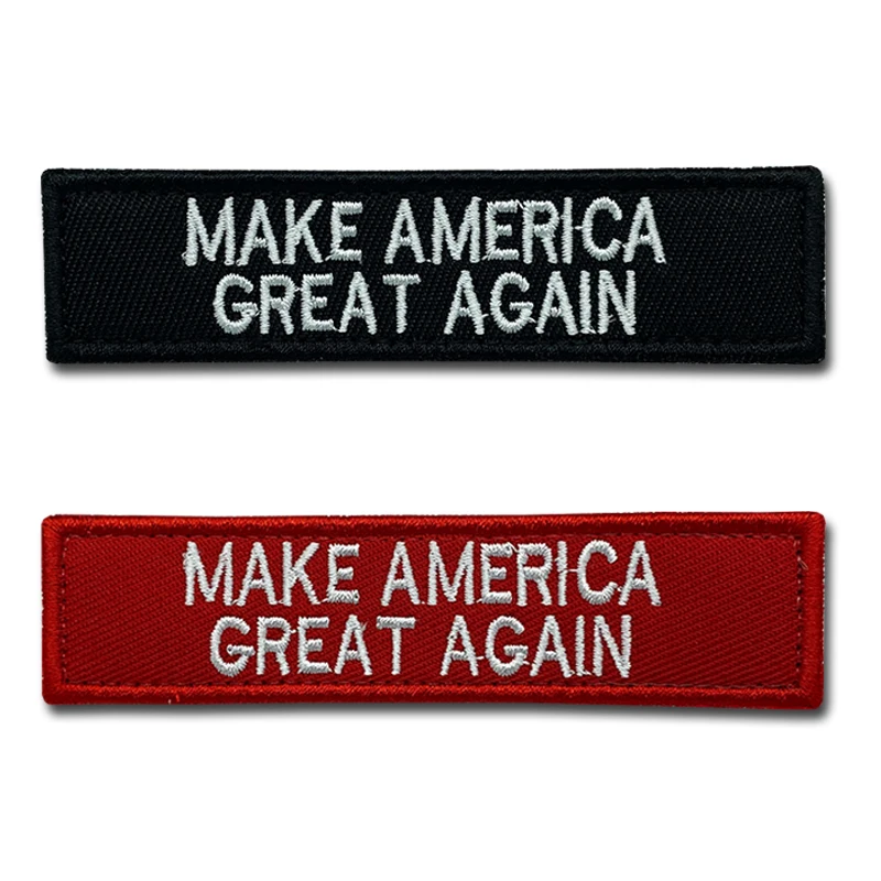 MAKE AMERICA GREAT AGAIN Patch high quality Embroidered Creativity Badge Hook Loop Armband 3D Stick on Jacket Backpack Stickers