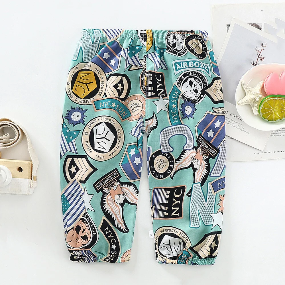

Baby Boy Girl Long Pants Mid Waist Loose Comfortable Cute Cartoon Print All-match