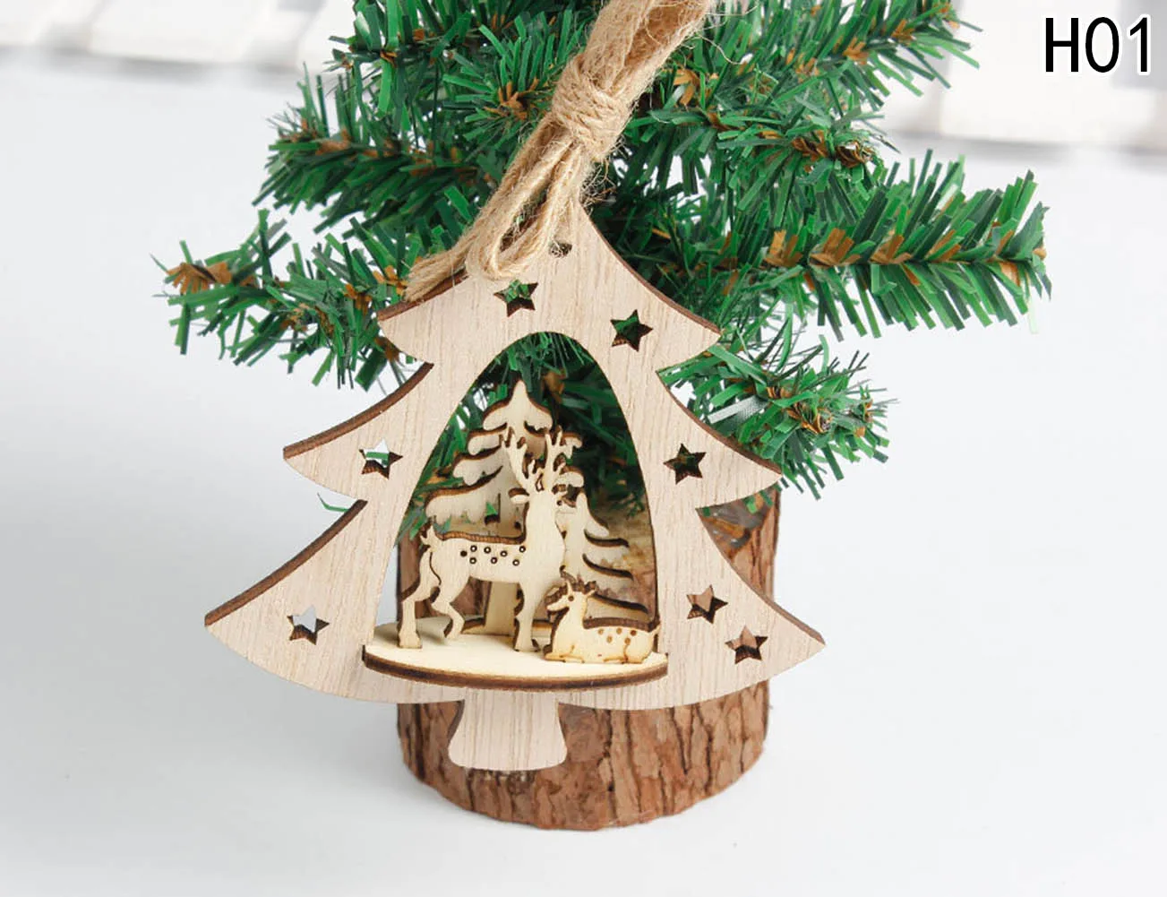 Рождественский Декор из дерева Колокольчик в форме сердца висящий объемной