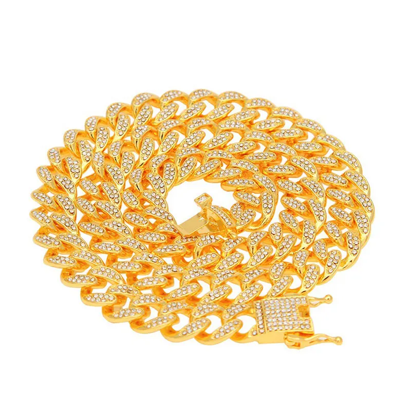

16-30 inch Hip hop Thick Chain Choker Necklaces for Men Fashion Cuban Iced Out Cubic Zirconia Big Gold/White Gold Necklace Gifts