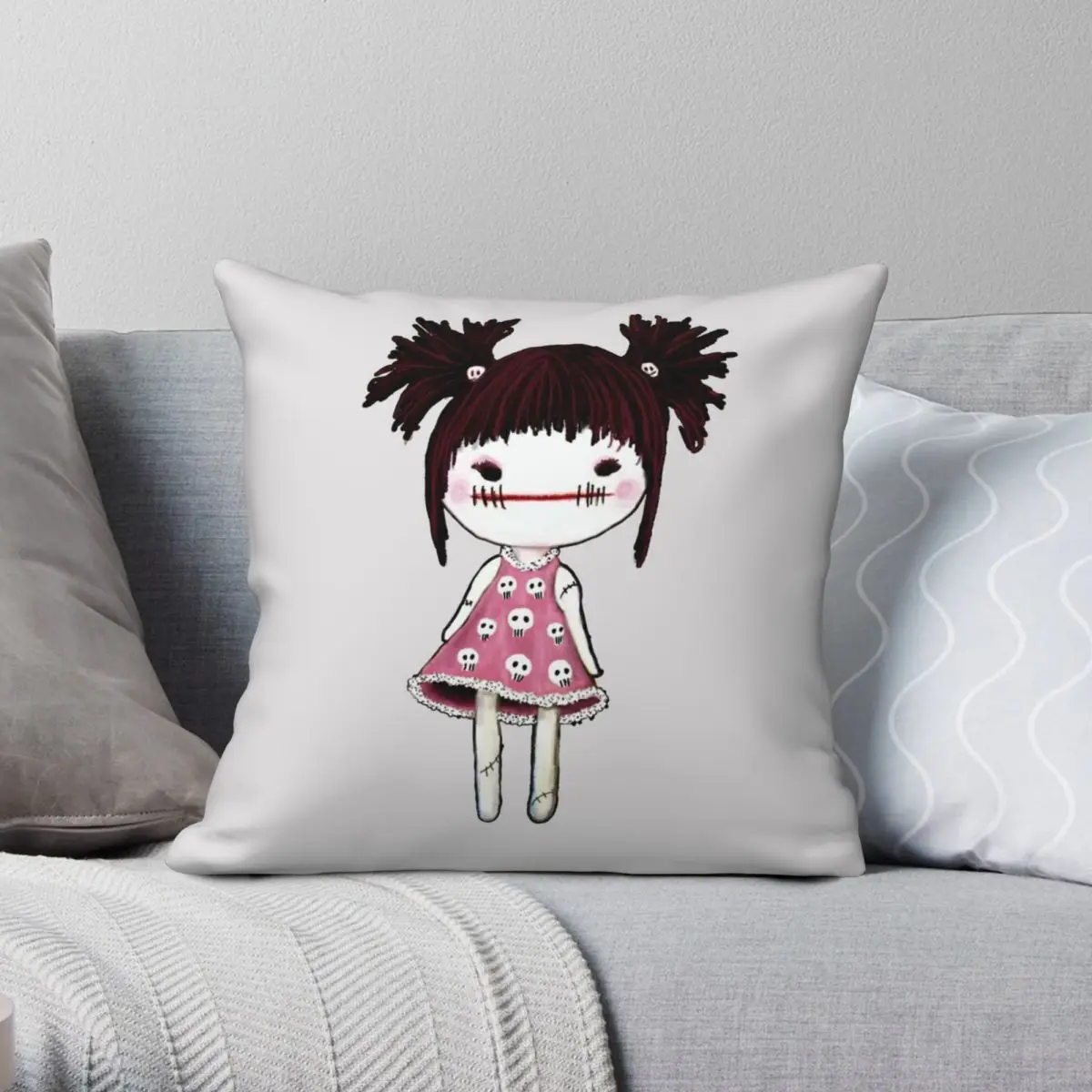 Мягкий тряпичный чехол для куклы полиэстеровый льняной бархатный с принтом на