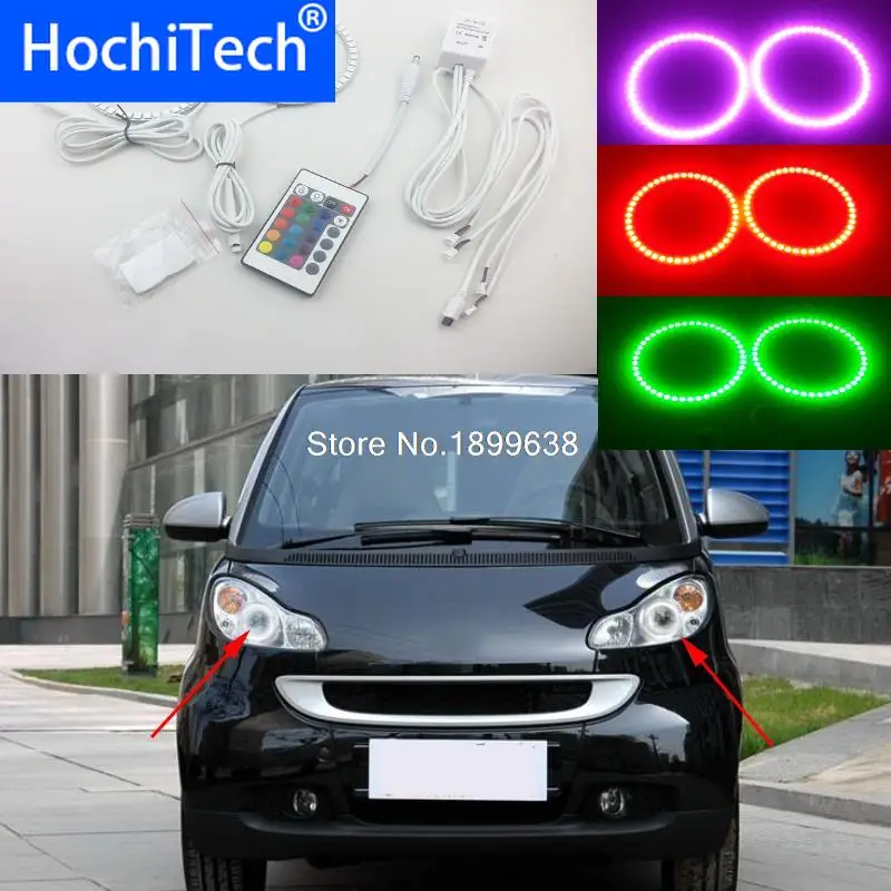 Супер яркий цвет 7 RGB комплект светодиодов глаза ангела с Дистанционный пульт