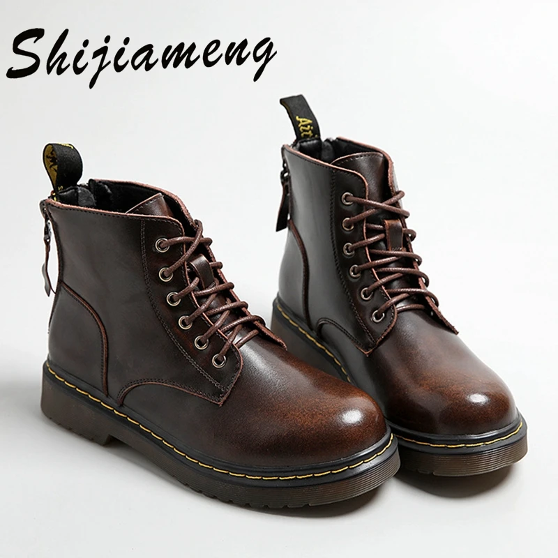 

Женские Кожаные полуботинки, уличные полуботинки со шнуровкой, мягкие, в британском стиле ретро, Осень-зима