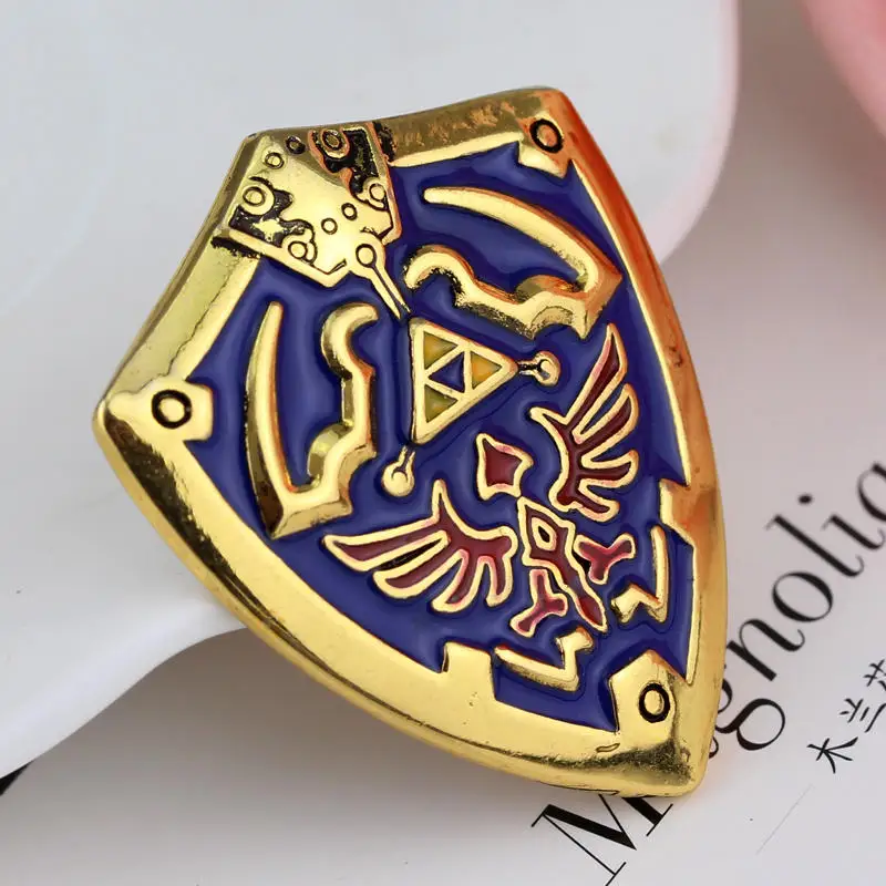Hylian Shield Shape Enamel Brooch Pins Game Badge Lapel Pin Cute Metal Brooches for Fans |