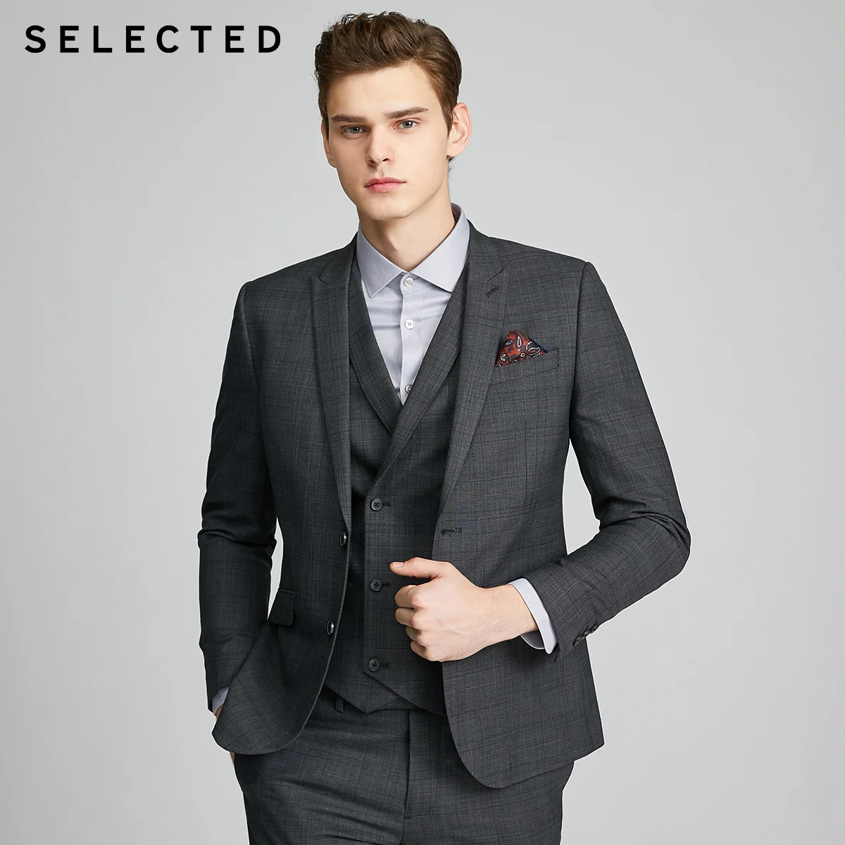 

SELECTED Men's Slim Fit Woolen Checked Jacket Business Blazer SIG|42015Y505