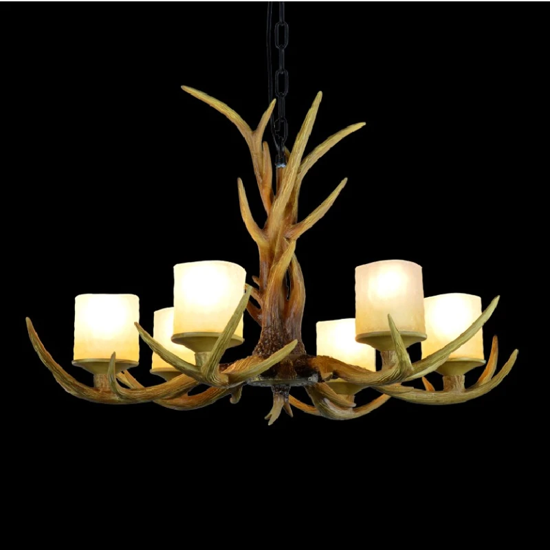 Страны Европы 6 головок американская ретро люстра светильник смолы оленьи рога