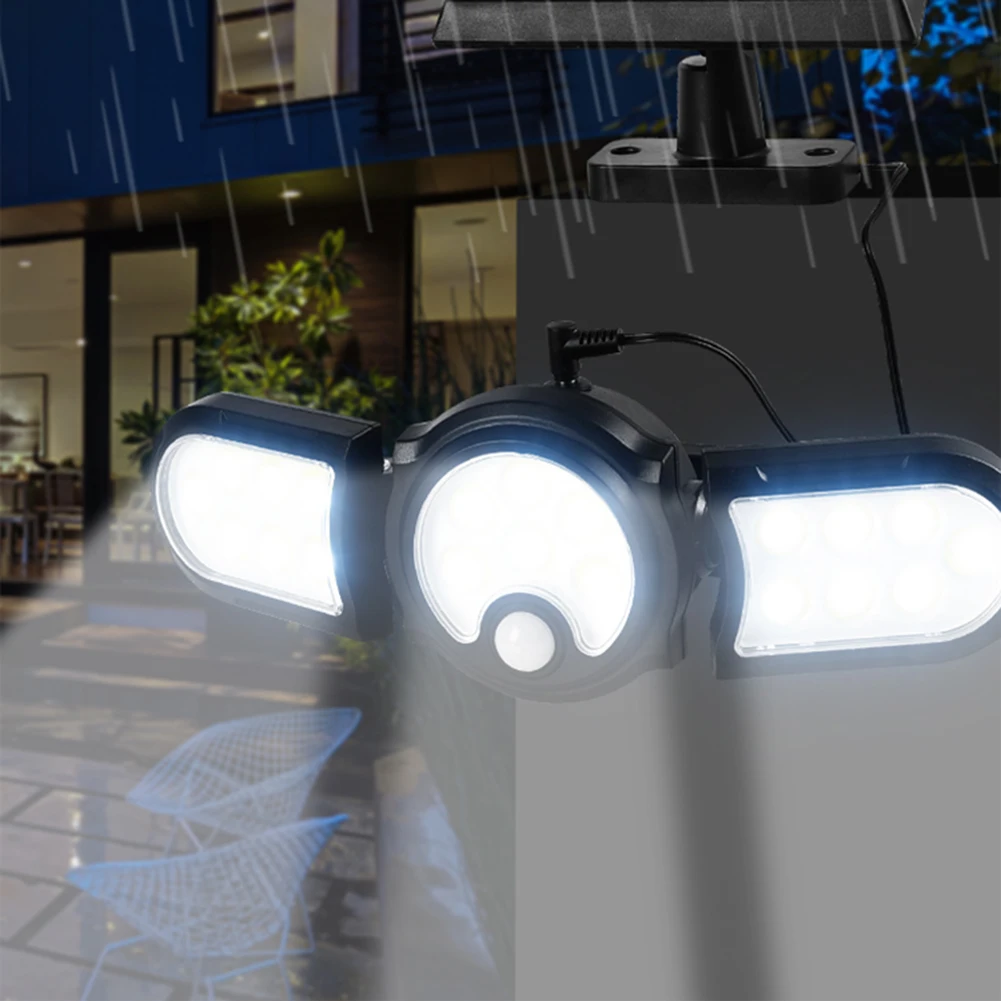 

LED Solar Lamp Wall Light Rotatable 3 Heads Adjustable IP65 Waterproof Motion Sensor Solar Garden Lights