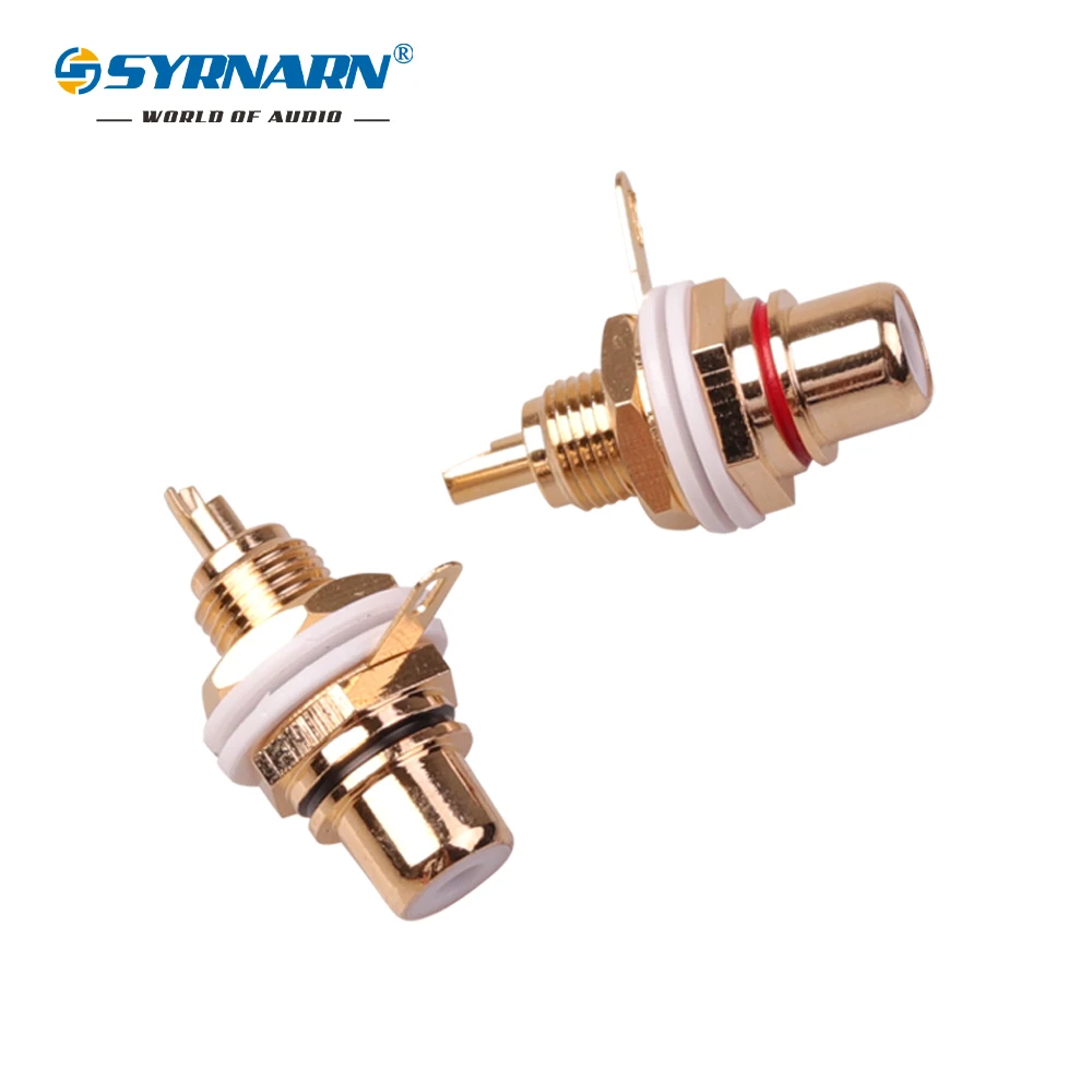 

1pair RCA Connector Welding Gold plated RCA Jack Connector Panel Mount Chassis Audio Socket Plug Bulkhead with NUT Solder CUP