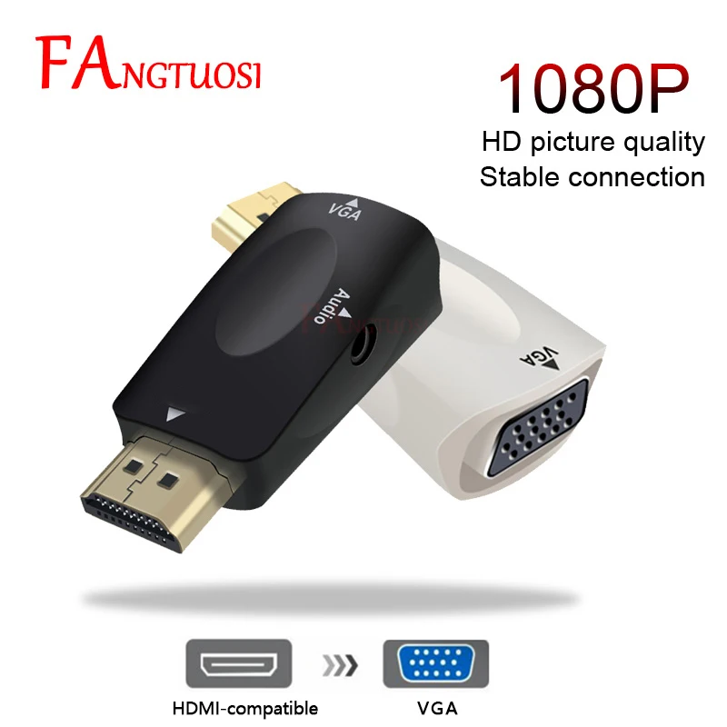 Адаптер FANGTUOSI hd 1080P HDMI совместимый с VGA аудиокабель конвертер штырь гнездо для ПК