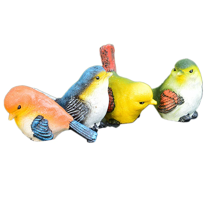 WSFS Hot 4 Pcs/Set Cute Doll Artificial Birds Resin Statue Figurine Model House Home Lawn Garden Decor | Дом и сад