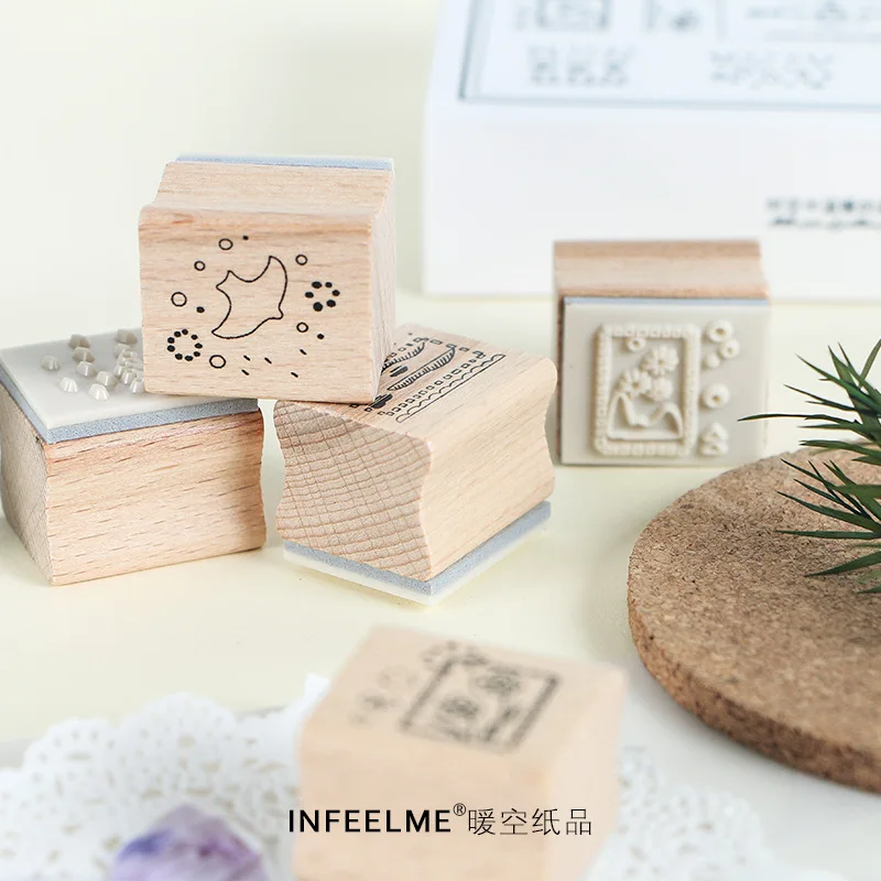 12 шт./компл. Винтажные Цветы дерево животное украшение штамп деревянные и резиновые штампы для скрапбукинга канцелярские принадлежности DIY ремесло Стандартный штамп