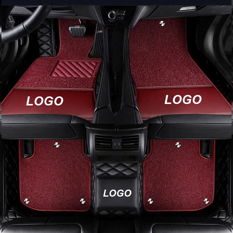 Luxury Black Red Автомобильный коврик для Volkswagen vw tiguan golf mk7 7 4 6 gti touareg passat b7 автомобильные аксессуары кожаный коврик - Название цвета: Luxury Black Red