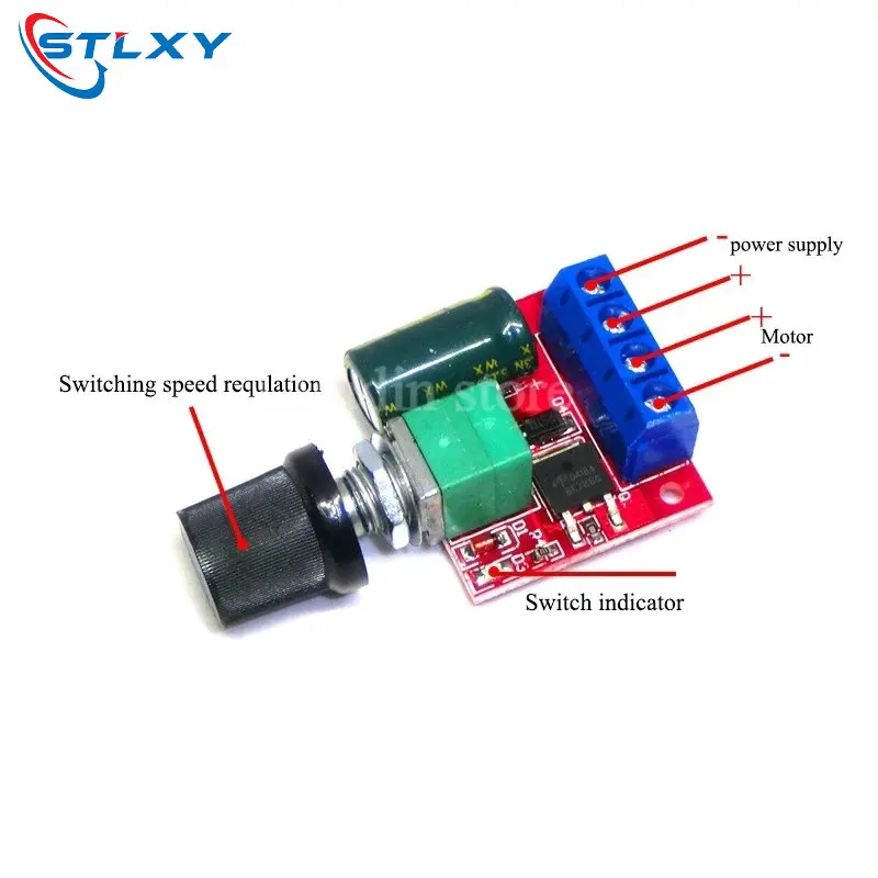 Mini 5A 90W PWM 12V Φ Модуль 4 5 V-35V Регулируемый регулятор скорости переключатель