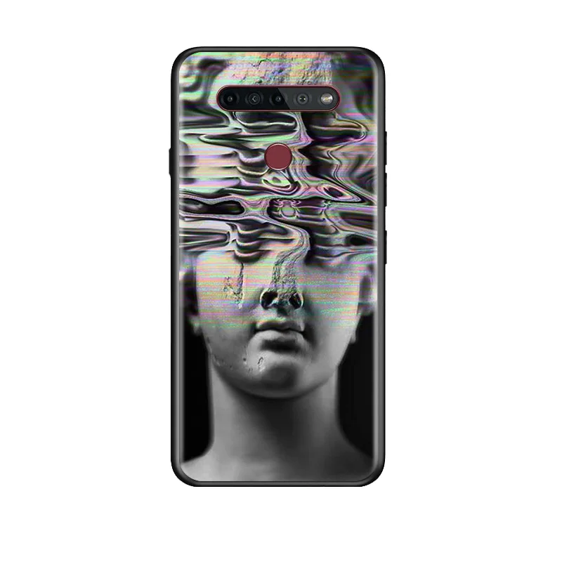 

Art David Statue Flower For LG G8 V30 V35 V40 V50 V60 Q60 K40S K50S K41S K51S K61 K71 K22 ThinQ 5G TPU Silicone Black Phone Case