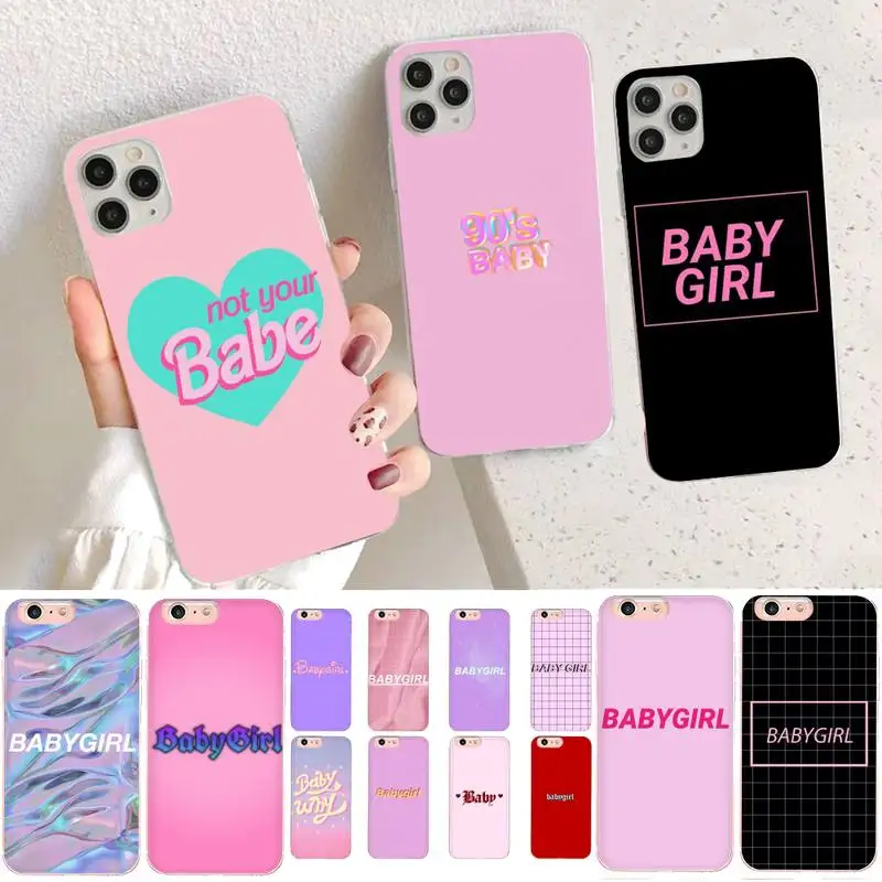 

YNDFCNB BABY Babe babygirl honey line Text art Painted Phone Case for iPhone 11 12 pro XS MAX 8 7 6 6S Plus X 5S SE 2020 XR case