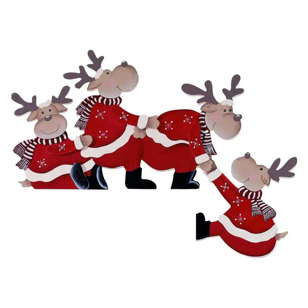 

2021NEW New Year Wooden Door Frame Decor Funny Christmas Santa Reindeers Christmas Decoration Ornament Holiday Gifts New Year