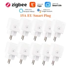 1258 шт. 15A ZigBee ЕС Smart Plug Беспроводной таймер розетка для Tuya приложение Smart Life  Alexa Google Home Управление