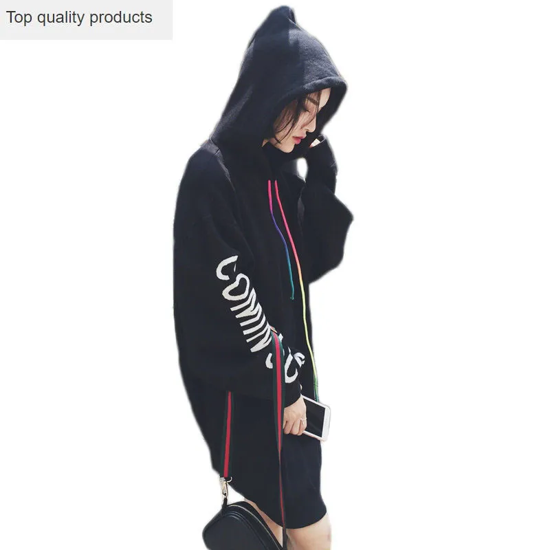 

Fashion Hooded Sweatshirt Women 2020 New Autumn Winter Loose Velvet Print Letters Pullover Jacket Student Coat LH1004