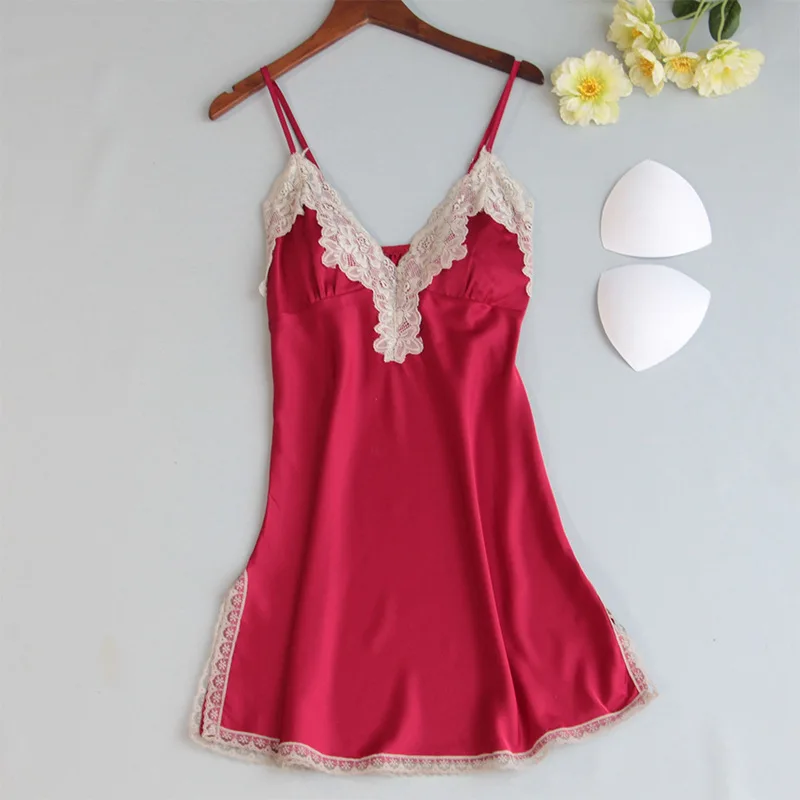 

Burgundy M-XL V-Neck Womens Sleep Robe Sleeveless Sleepwear Summer Lady Home Wear Nightgown Sexy Bath Gown Sleepshirts