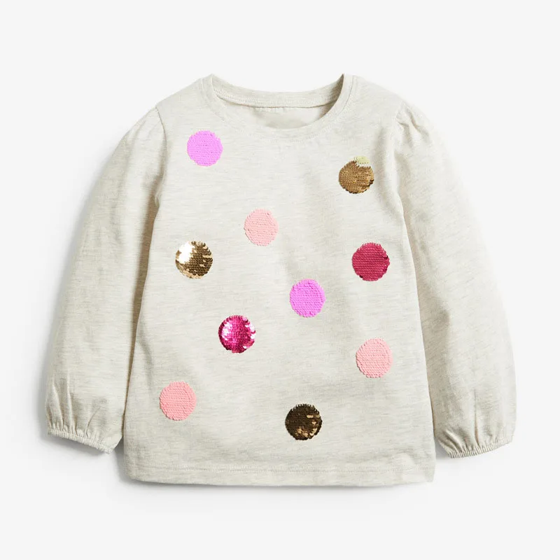 

Long Sleeved Children's Tees Kids Pure Cotton Cute Autumn T-Shirts Girls Shirt Toddler Round Neck Clothes From 2 to 7 Years Old