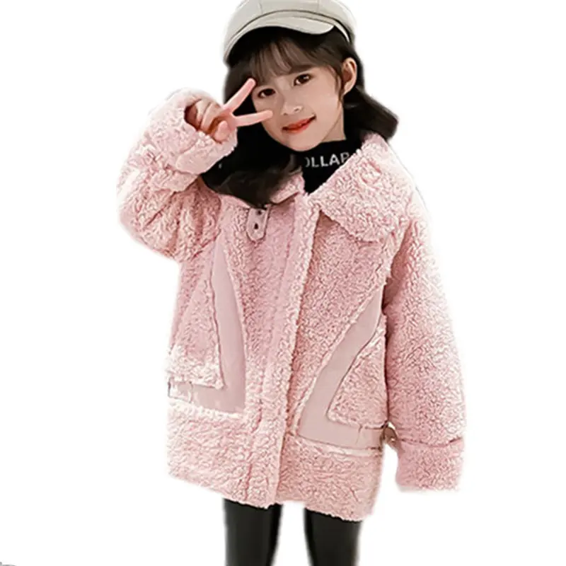 Новинка 2020 года зимнее флисовое пальто с искусственным мехом для девочек модная