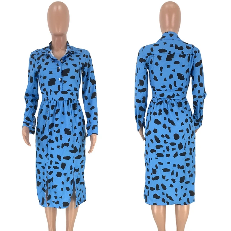 Женское платье рубашка с длинным рукавом и леопардовым принтом уличная одежда