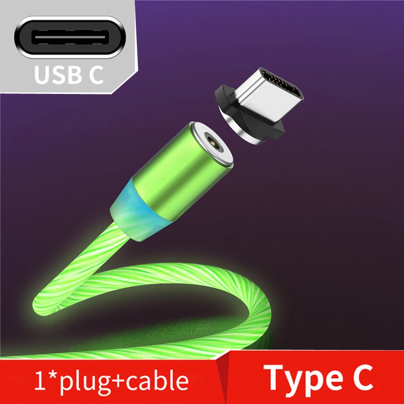 Светодиодный кабель USB для быстрой зарядки для Xiaomi Redmi 2 2A 3s 4 4a 4X5 Plus Note 5 Pro 5A Android USB C - Цвет: Type-C Green