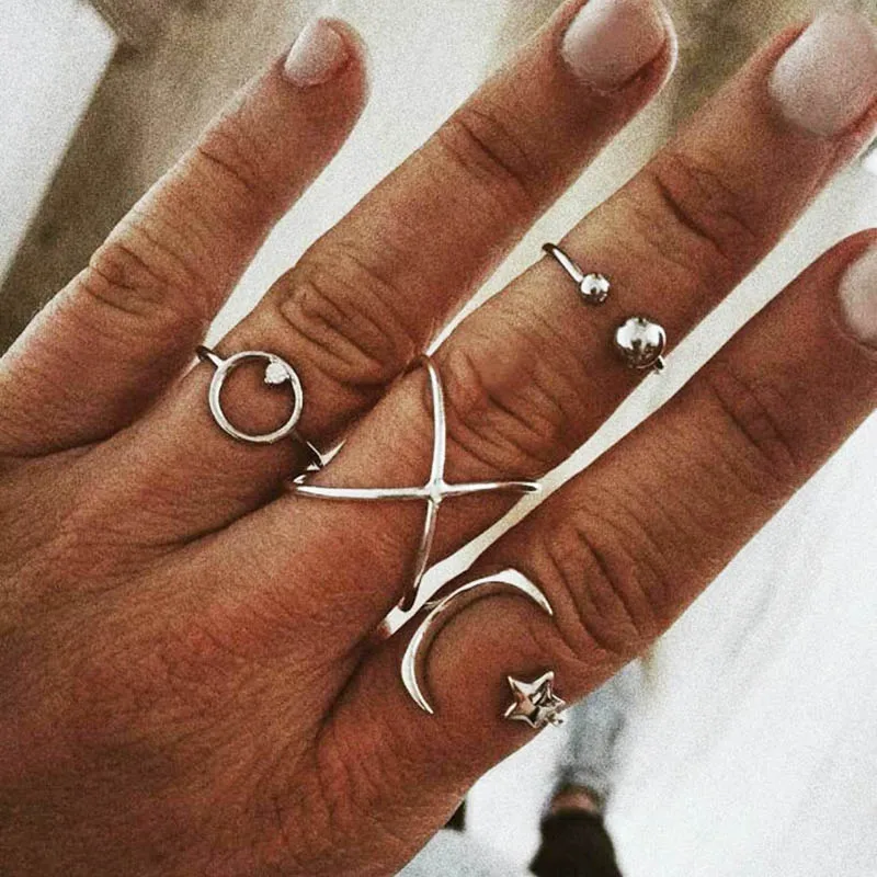 R020 модное серебряное кольцо Цвет X набор колец на сустав пальца для Для женщин