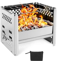outdoor camping wood stove portable folding stainless steel firewood stove burning picnic wood stove accessories