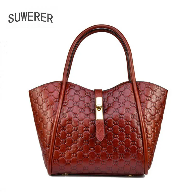 

New Women Genuine Leather Bag Women's famous brand luxury handbags women bags designer cowhide leather High quality Female bag
