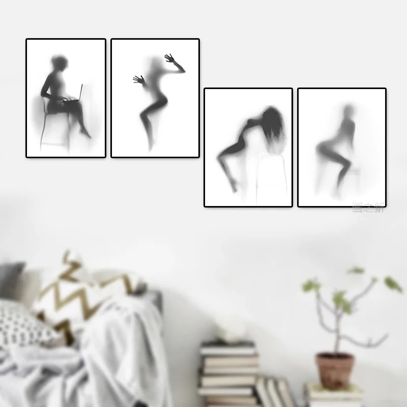 

Nordic Abstract Shadow Posters and Prints Canvas Painting Minimalist Wall Art Pictures for Living Room Bedroom Home Decor