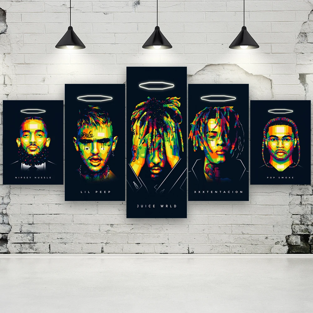 

5P"Legends Never Die Rap Singer Juice Wrld "and Other Rap Singers Wall Art Rapper Posters Modern Bedroom Home Decor Unframed