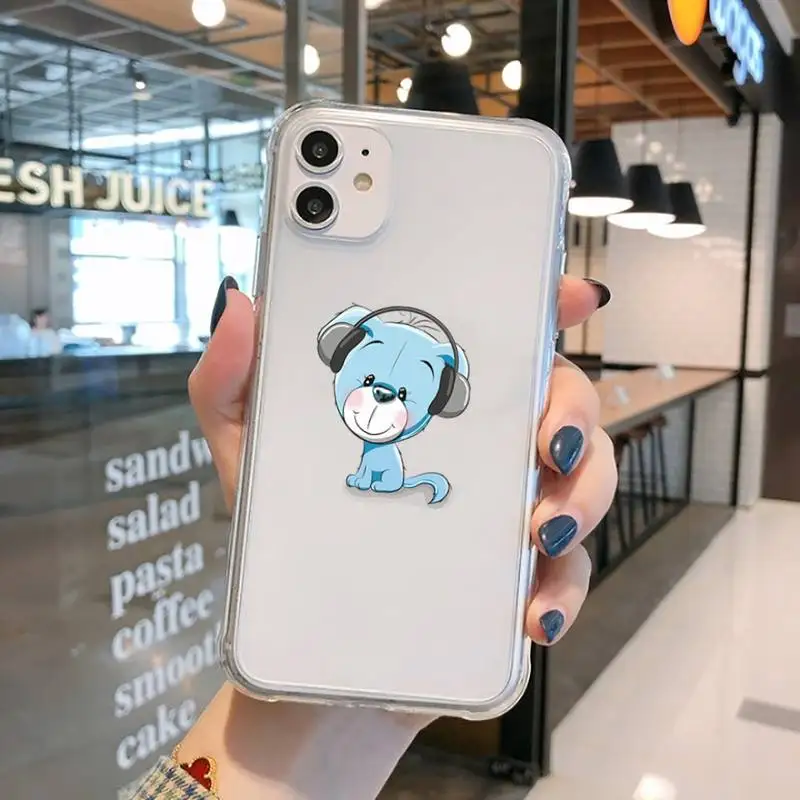 

Music-loving animals Phone Case Transparent for iPhone 11 12 mini pro XS MAX 8 7 6 6S Plus X 5S SE 2020 XR