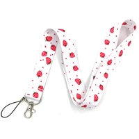 cartoon fruits strawberry neck strap keychain lanyard for keys id card badge holder webbing ribbon diy hang rope decor kids gift