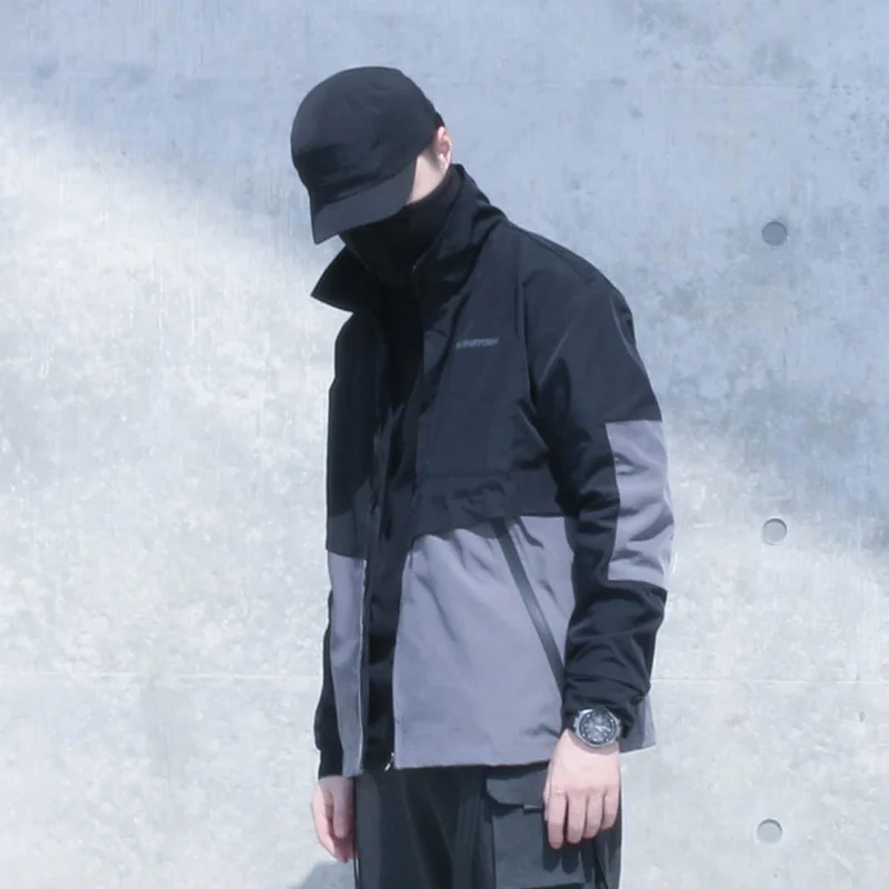 Женская непродуваемая куртка силенбур Techwear контрастного черного цвета модная