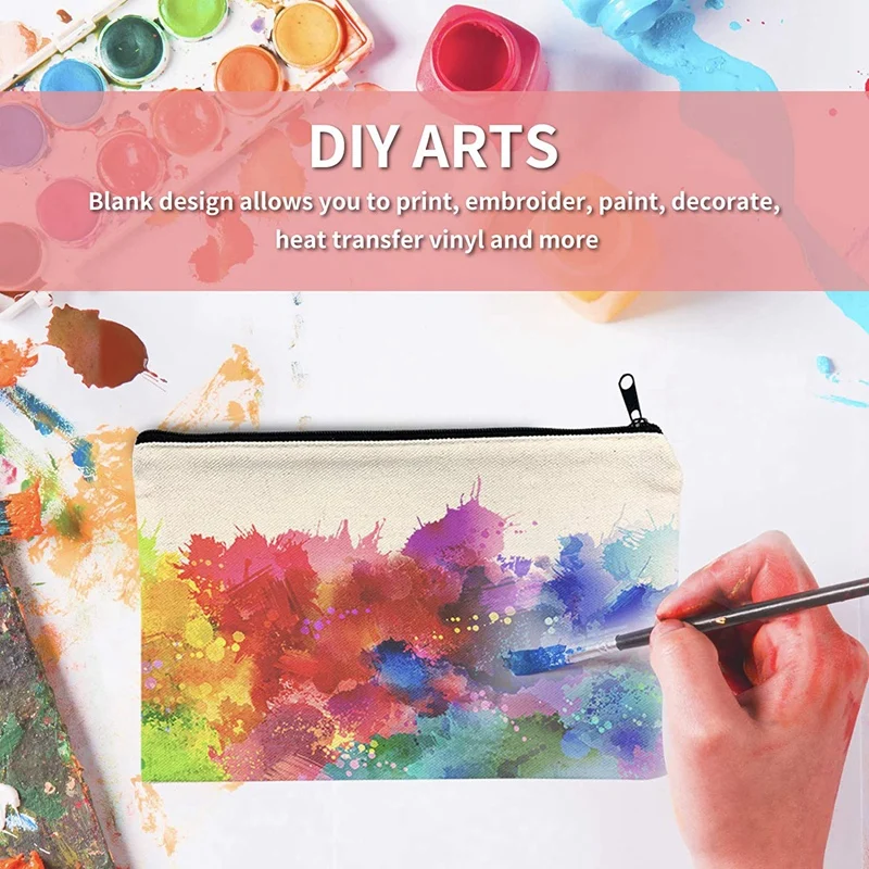 

36Pcs Canvas Zipper Bag Pencil Case Cosmetic Bag Blank Bag DIY Craft Bag Cosmetic Bag Cosmetic Bag DIY Craft School