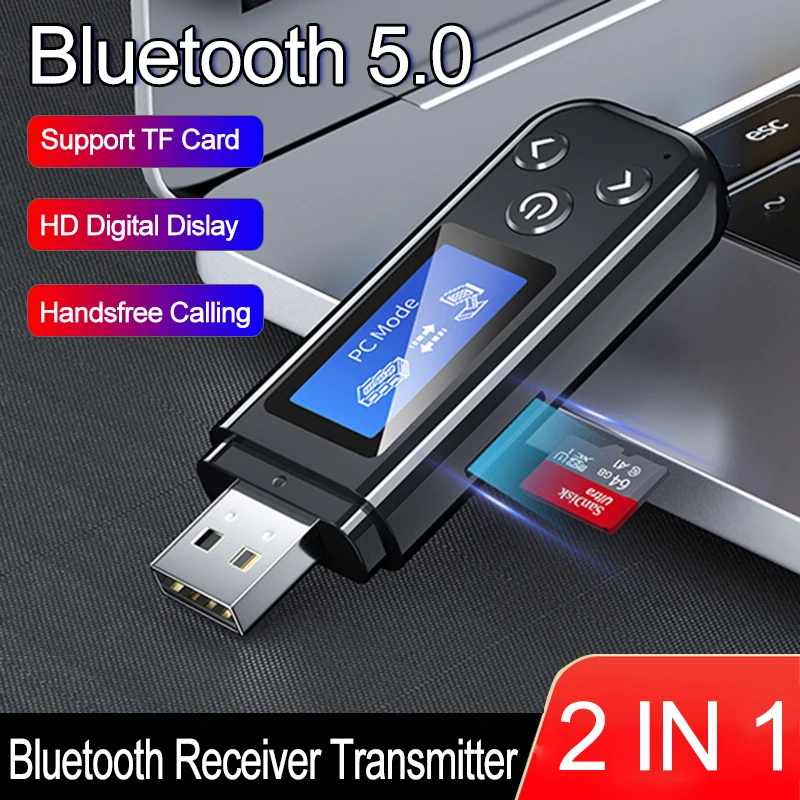 

JINSERTA Bluetooth 5.0 Receiver Transmitter Wireless Handsfree Audio Adapter 3.5mm Aux USB Receptor for Headphones Speaker