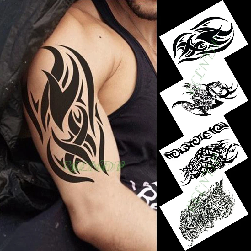 

Waterproof Temporary Tattoo Sticker Scorpion Totem Fake Tattoos Angel Feather Wing Body Art Arm Fake Tatoo for Women Men
