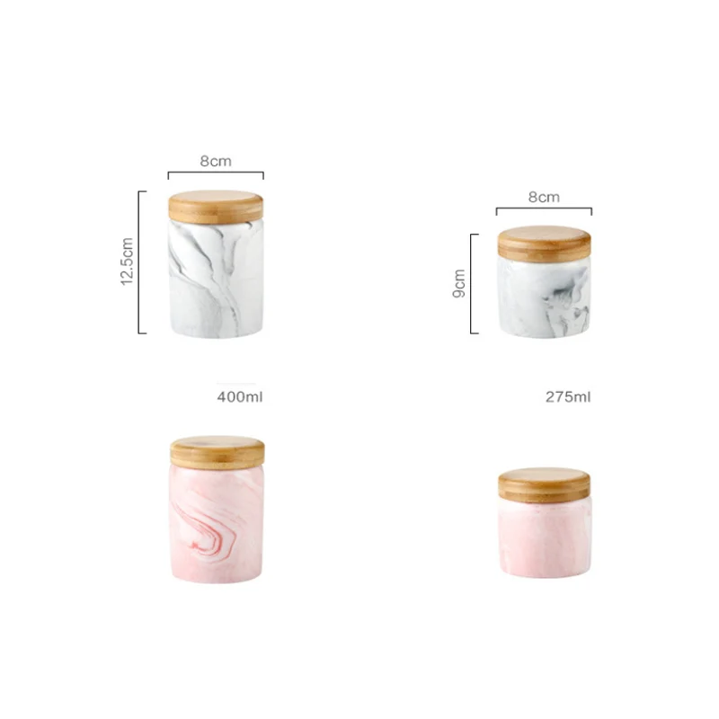 

Marble Grain Ceramics Storage Container Nordic Style Seal Pot Cereals Tea Seasoning Storage Tank with Wooden Lids Kitchen Tools